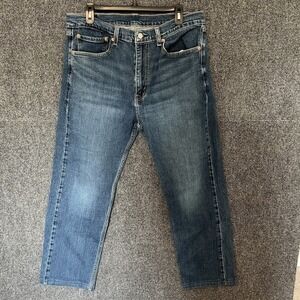 Levis 505 Regular Fit Jeans Mens Blue Denim Cotton Stretch High Rise 36x32